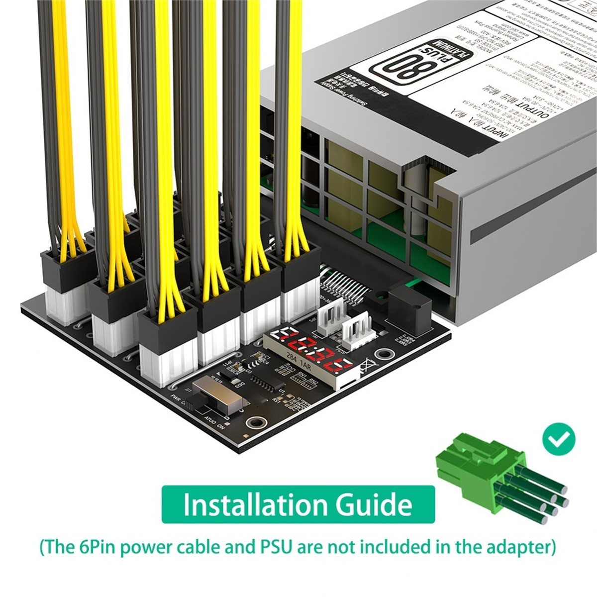 2400W Server Psu Breakout Board - 12 พอร์ต PCIe 6Pin Connector Breakout