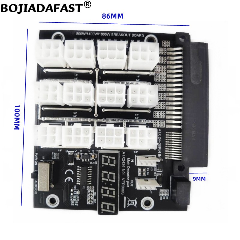 12 พอร์ต PCI-E 6 พินเชื่อมต่อเ - 2400W Server Psu Breakout Board บทวิจารณ์และราคา