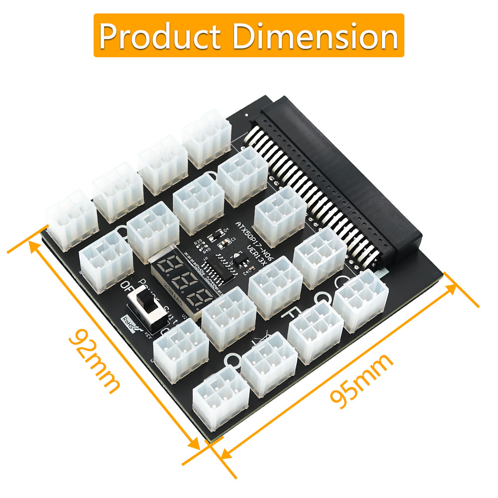 PCI-E 12V 50Pin To ATX 17 X 6P - 2400W Server Psu Breakout Board บทวิจารณ์และราคา