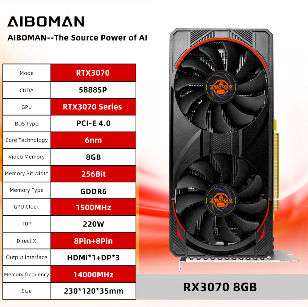 การ์ดจอ AIBOMAN RTX3070 8GB NV - Rtx 3070 8Gb Graphics Card บทวิจารณ์และราคา